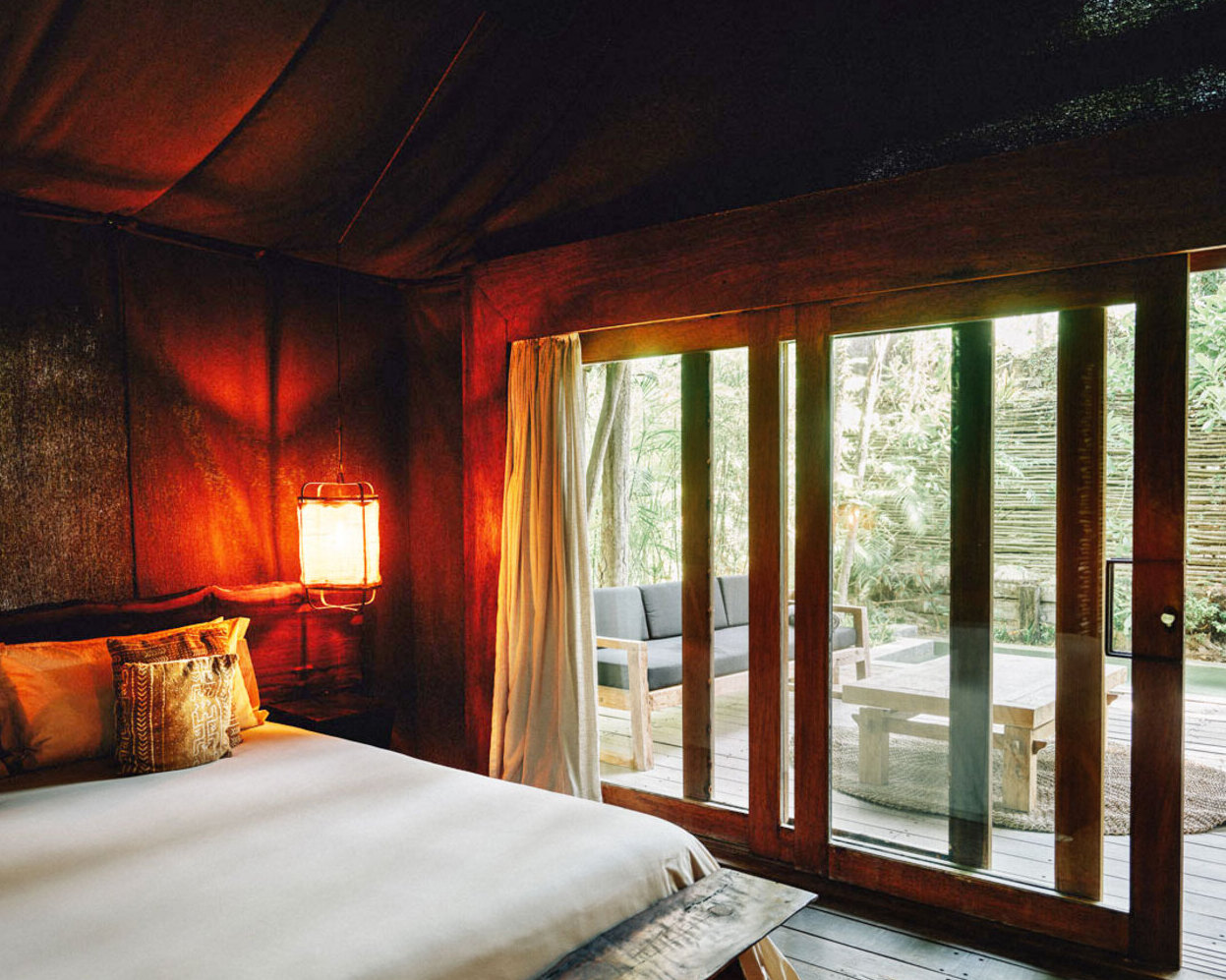 master tent room with all amenities at nomade Tulum